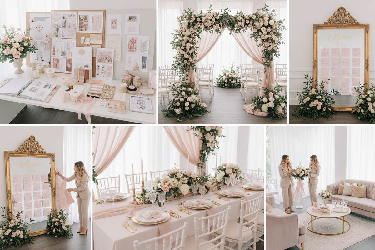 This submits enquiry

Design &amp; Consultation: Unlimited design sessions, venue visits, bespoke digital design mock-ups, sourcing of décor hire items.

Décor &amp; Props: Comprehensive styling across ceremony, reception, tables, lounge/guest spaces, signage, feature installations.

Setup &amp; Breakdown: Large styling team for full execution, including fast venue turnarounds or room flips.

Stationery &amp; Printed Decor: Full suite styling (welcome boards, seating plans, orders of the day, table statione